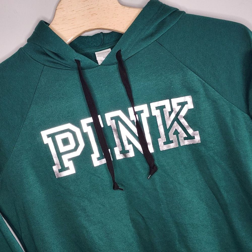 Victoria's Secret Pink Everyday Pullover Sweatshirt Hoodie Green Women's S/P NEW